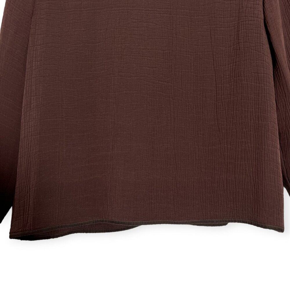 Eileen Fisher Silk Sponge Open Jacket SIZE S Maroon Brown Magnetic Collar Coat - Picture 6 of 8